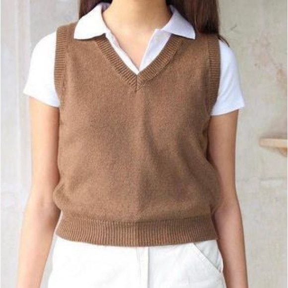 BRANDY MELVILLE MIA BROWN SWEATER VEST - Picture 2 of 6